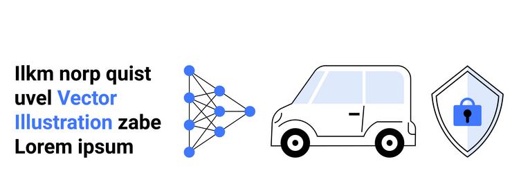autonomous car technology with neural network vector image