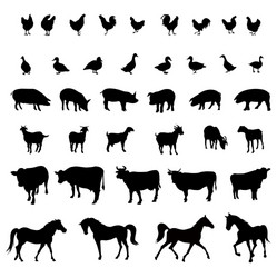 Farm Animal Silhouettes Vector Image