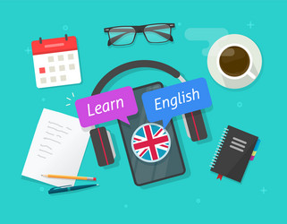 Learn english online on mobile phone or study vector