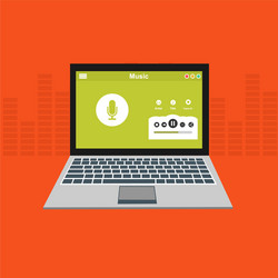 media player application app template with flat vector image