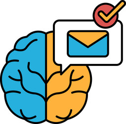 a brain with check mark on it and an envelope vector image