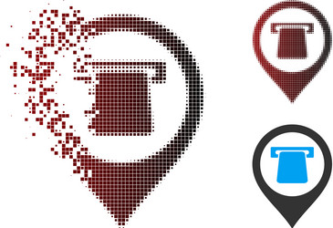 damaged pixel halftone atm map pointer icon vector image