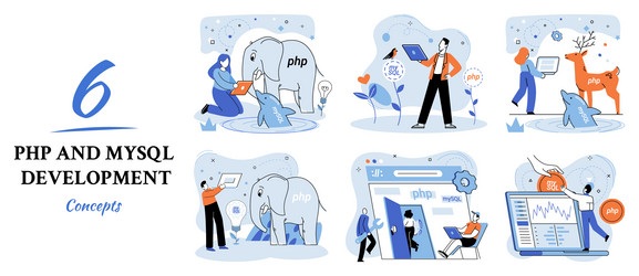 php and mysql development software website vector image