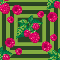 Seamless pattern with branches of raspberry vector