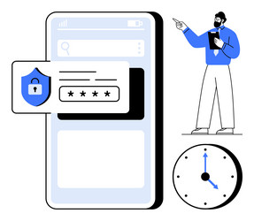 secure mobile interface with password input vector image
