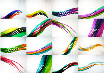 Set of abstract backgrounds smooth blurred waves vector