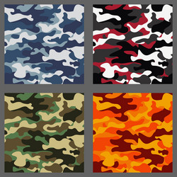 set of camouflage seamless patterns background vector image