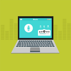 media player application app template with flat vector image