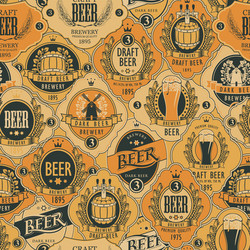 Seamless pattern with various beer labels vector