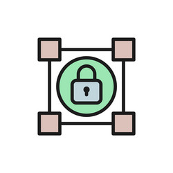 crypto blockchain with lock cryptocurrency flat vector image