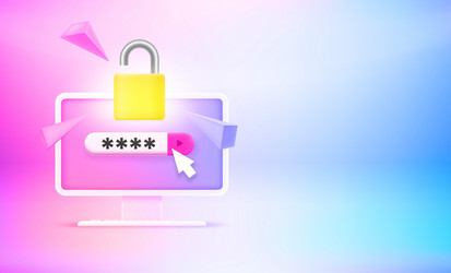 inputting password to unlock the computer 3d vector image