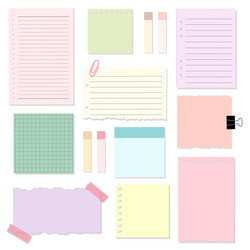 set of colorful notebook memo paper with masking vector image