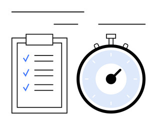 task checklist and stopwatch symbolizing time vector image