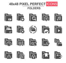 Folders glyph icon set add delete archive vector