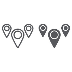 Geotag pin line and glyph icon navigation vector