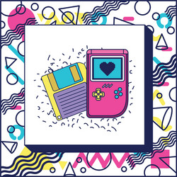 retro floppy disk with handle video game vector image