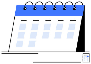 spiral-bound desk calendar displaying a grid vector image