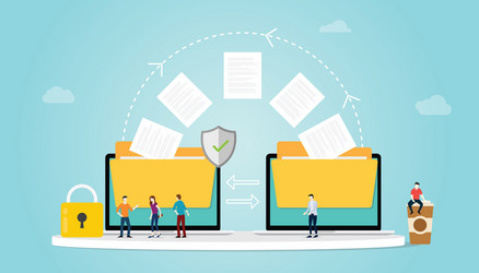 file transfer concept with folder and files vector image