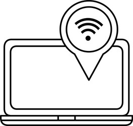 laptop computer with wifi signal vector image