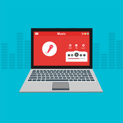 media player application app template with flat vector image