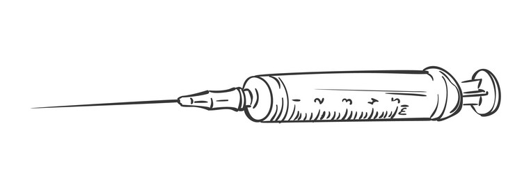 medical syringe isolated drawing on white vector