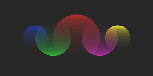 psychedelic gradient circles in overlapping vector image