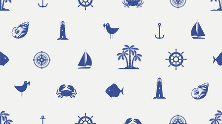 seamless background with cute sea objects vector image