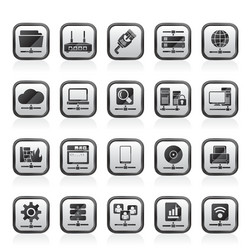 Computer network and internet icons vector