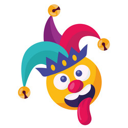 Crazy joker emoticon face vector