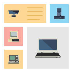 flat icon computer set of notebook technology pc vector image