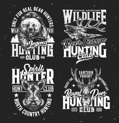 Hunting Club T-Shirt Prints - Animal Mascots Vector Image