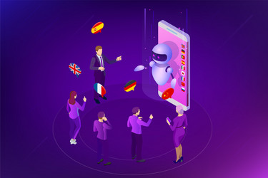 isometric online voice translator and learning vector image