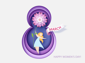 Women's Day Card with Floral Element Vector Image