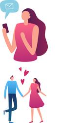 young woman receiving a heartfelt message Vector Image
