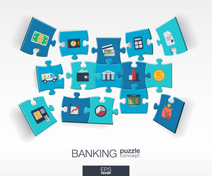 Abstract banking background with connected color vector