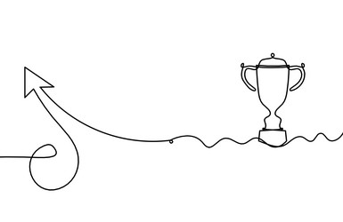 abstract continuous lines arrows and trophy vector image