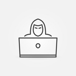 hacker outline icon man with laptop linear vector image