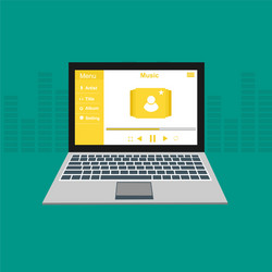 media player application app template with flat vector image
