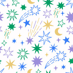 seamless pattern of simple stars and comets vector image