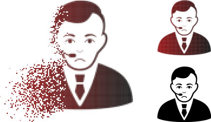 unhappy dissolved pixelated halftone operator icon vector image