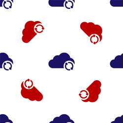 Blue and red cloud sync refresh icon isolated vector