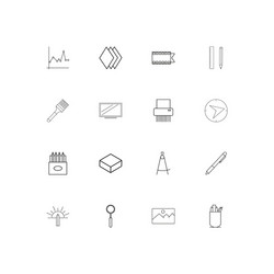 Creative process and design linear thin icons set vector