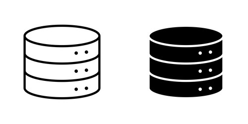 database icons set in filled and strokes on white vector image