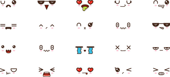 kawaii smile emoticons japanese emoji vector