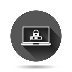 laptop with password icon in flat style computer vector image