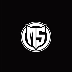 ms logo monogram with shield and circluar shape vector image