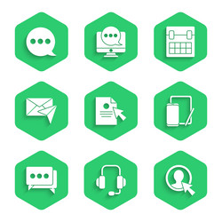 set document and cursor headphones create vector image