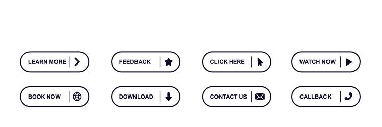 interactive buttons for websites with icons vector image