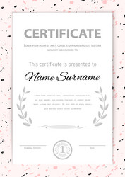 Pink Certificate with Grunge Blobs vector image