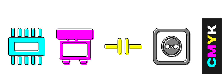set processor with microcircuits cpu fuse vector image